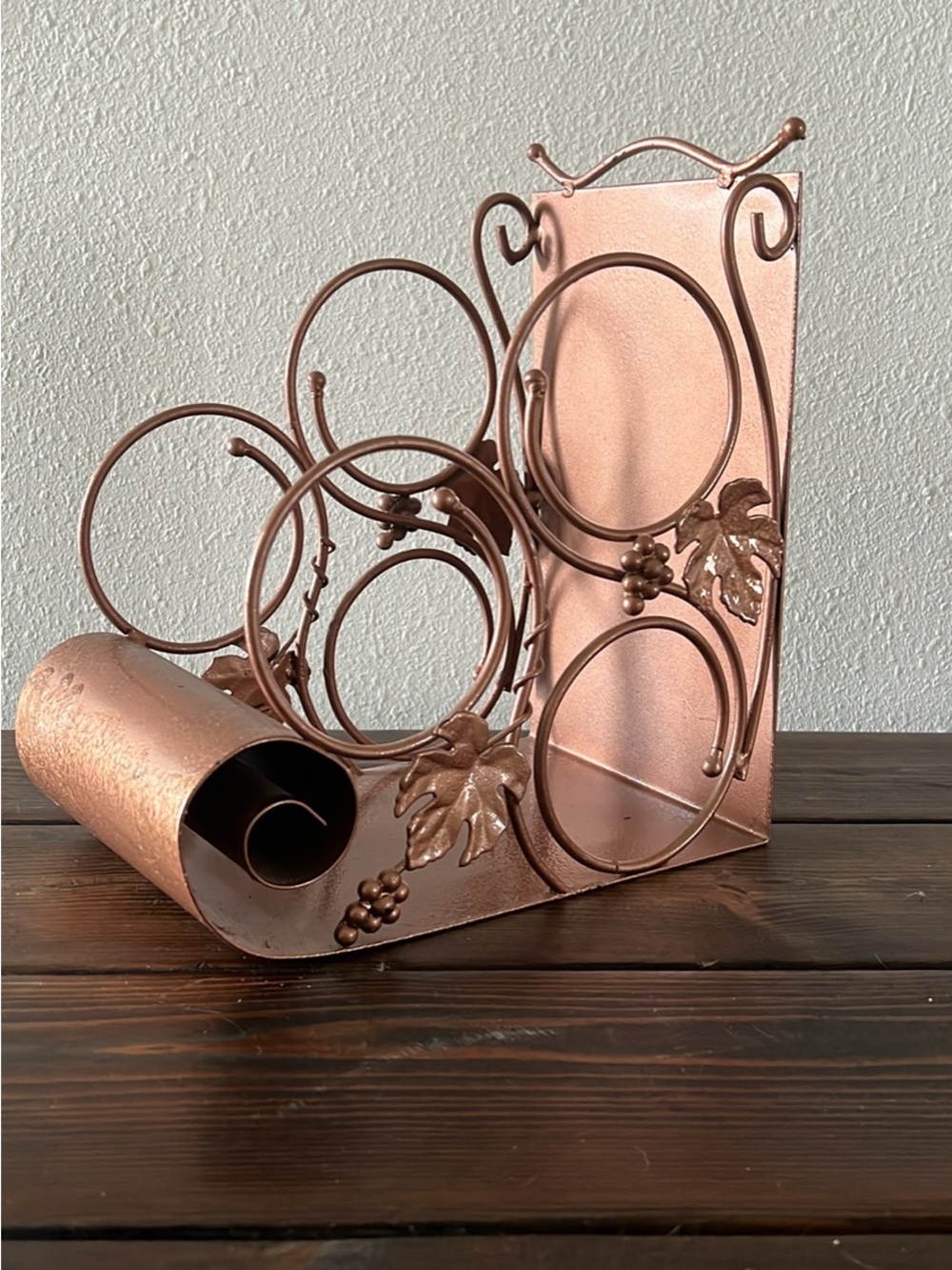 Decorative Metal Wine Bottle Holder - Hammered Bronze